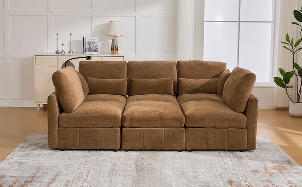 English Elm Modern Sectional Sofa: Versatile Modular Couch With Ottoman, Usb Ports & Phone Holder For Living Room N719S002050D