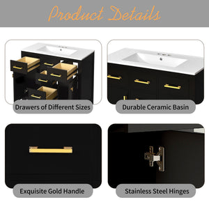 English Elm 72'' Modern Bathroom Vanity Set With Durable Ceramic Sink, Solid Wood Frame, Ample Storage & Style N710SS00011B