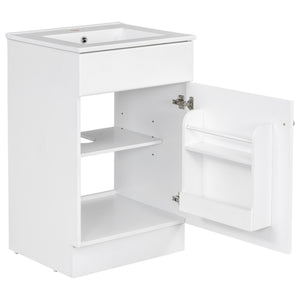 English Elm Christopher Knight Home® - 20" Bathroom Vanity with Ceramic Sink and Soft-Close Door, Gold Knob, Adjustable Shelf Storage White N759P237946K