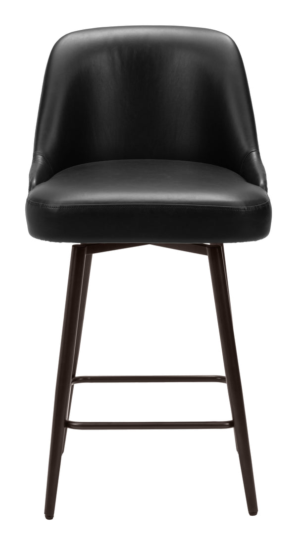 Keppel Swivel Counter Stool Black & Bronze 109973 Zuo Modern