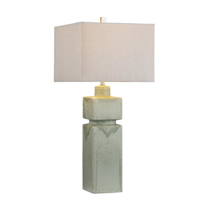 Crestview Collection 34"H Ceramic Table Lamp With Artistic Green Glaze, Grey Linen Shade & 3-way Socket For Versatile Lighting   Cvazp148
