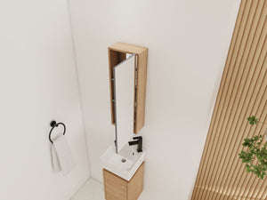 English Elm 10'' Wall Mounted Medicine Cabinet with Adjustable Glass Shelves and Jewelry Organizer W999P470283