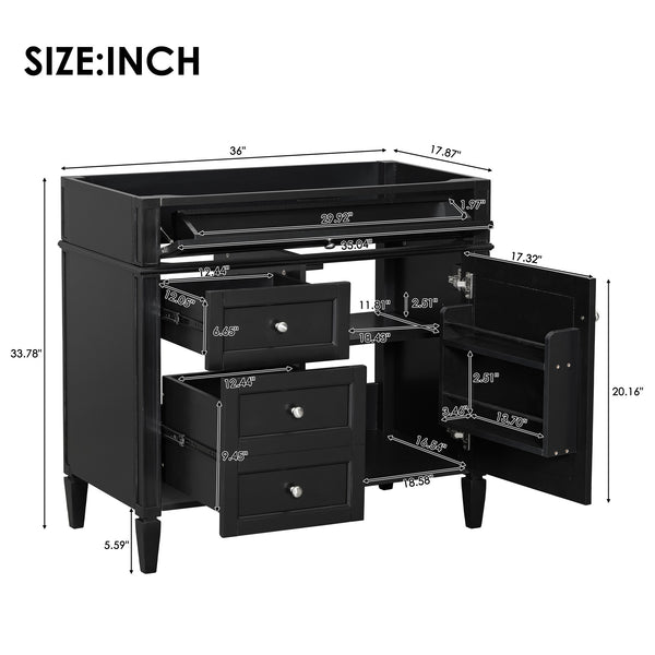 English Elm 36'' Modern Bathroom Vanity With Ceramic Sink, Elegant Storage Cabinet & 2 Drawers For Essentials N710P230246B