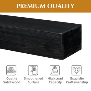 English Elm 48'' Solid Fir Wood Floating Mantel Shelf Farmhouse Style for Living Room Walls Black W2640P386614