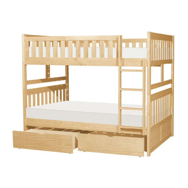 English Elm Bunk Bed Twin Over Full Solid Pine Frame with Guard Rails for Youth Bedroom B011S02417