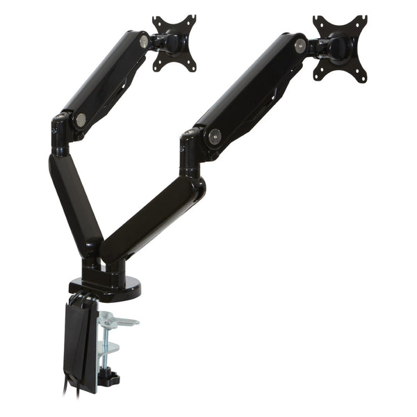 OSP Home Furnishings Double Monitor Arm Dual Setup with Gas Spring Articulation and Integrated Cable Management Black A2MAD1730-BK