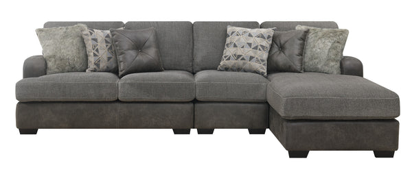 English Elm Wallace & Bay - Gray Modular 3 Piece Chaise Sectional with Herringbone & Sanded Microfiber Fabric, 125" Wide Elegance B361S00017