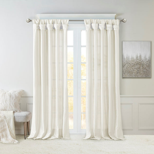 English Elm Twist Faux Silk Lined Window Curtain Panel 50x108" with Twist Tab Top, Luxurious Sheen & Privacy White 2.95 L x 10.04 W x 9.06 H B03598089