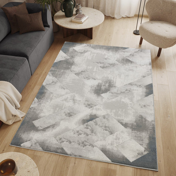 English Elm Geometrix Contemporary Area Rug – 7'10" X 10'6" In Gray & Ivory, Durable, Stain-Resistant Design B186P316840