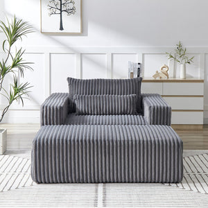 English Elm 75-Inch Corduroy Sponge Lounge Chair - Modern Sleeper Recliner With Footrest, No Assembly Needed! W834P206097