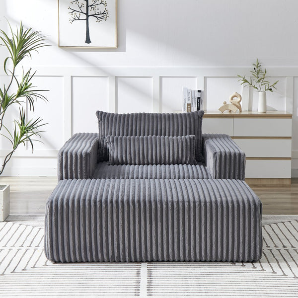 English Elm 75-Inch Corduroy Sponge Lounge Chair - Modern Sleeper Recliner With Footrest, No Assembly Needed! W834P206097