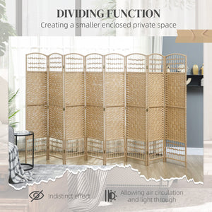 English Elm Homcom Eight Panel Woven Bamboo Room Divider Arched Freestanding Privacy Partition W2225P485585