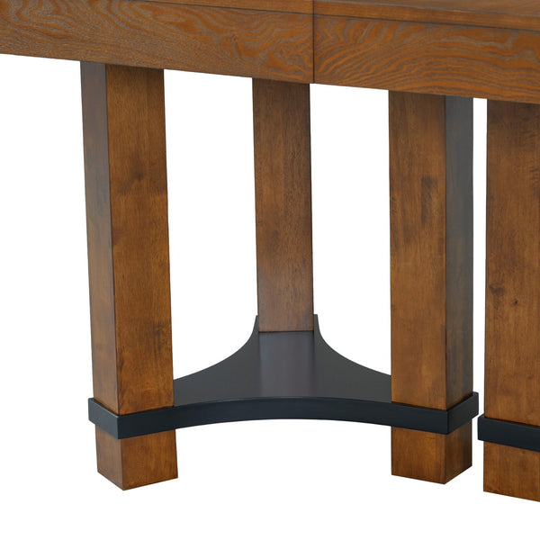 English Elm Topmax Rustic Acacia Extendable Dining Set Seats Eight with Upholstered Chairs SP000064AAD