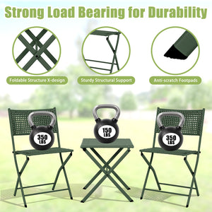 English Elm Patio Folding Bistro Set with E-coated Steel Frame for Balcony Garden Outdoor Dining Dark Green T5880P492162