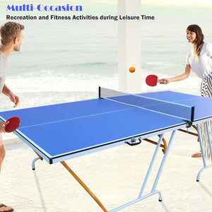 English Elm 9ft Foldable Ping Pong Table with Mdf Surface for Game Room or Indoor Play W1408S00002