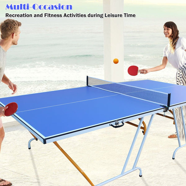 English Elm 9ft Foldable Ping Pong Table with Mdf Surface for Game Room or Indoor Play W1408S00002