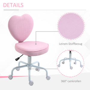 English Elm Homcom Pink Heart-Shaped Office Chair With Adjustable Height, 360° Swivel, And Comfort Design W2225P217494