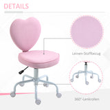 English Elm Homcom Heart Love Shaped Back Design Office Chair With Adjustable Height and 360 Swivel Castor Wheels, Pink