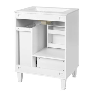 English Elm Christopher Knight Home® - 24" Bathroom Vanity with Ceramic Sink, Solid Wood Frame, Soft-Close Drawers & Ample Storage Appeal White N759P269734K