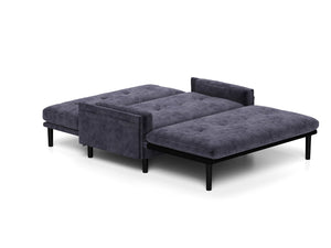 English Elm Grey 2 seater velvet sofa sleeper with metal frame, foam cushions, adjustable recline and compact design W570P195340