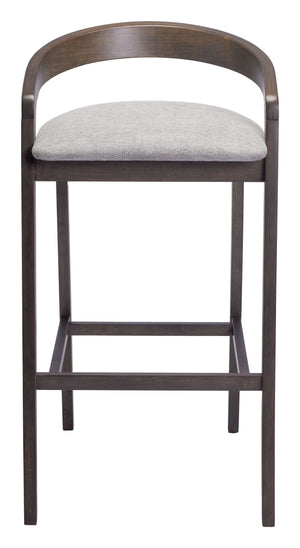 Zuo Modern Troy Barstool Set Of 2 In Dove Gray & Espresso - Chic, Comfortable Design For Modern Spaces Gray 100% Polyester,Rubberwood 110400-zuo-modern
