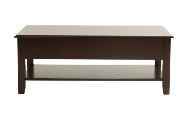 English Elm Classic Modern wooden coffee table with Ogumi veneer top, drawers & lower shelf for stylish storage Antique Black,Espresso 28 L x 10 W x 51 H B011P395606