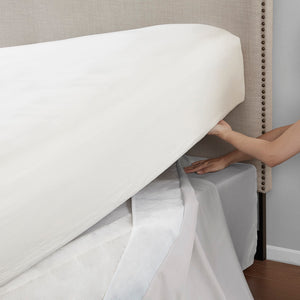 JLA Home Madison Park - Wrap Around Adjustable Bedskirt with 26" Drop, Non-Slip Band, Wrinkle-Resistant Fit for Neat Beds Grey MP11-5366