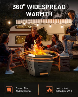 English Elm 20 20 Inch Smokeless Fire Pit Stainless Steel Portable Wood Burning Fire Bowl with Pull-Out Ash Tray Handles Black W944P272825
