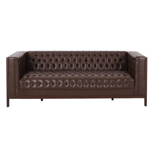 English Elm Christopher Knight Home® - 3 Seater Sofa - Contemporary Mid-Century Design With Button-Tufted Comfort, Dark Brown Pu Upholstery 72144.00ADBRN_72144.00BDBRN