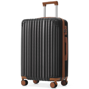 English Elm 6-piece Hardshell Abs Luggage Set with Spinner Wheels Tsa Lock and Scratch Resistant Shell Black Brown N730P354689B