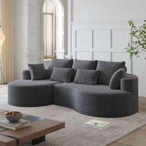 English Elm Modern Chenille Cloud Sectional with Deep Curved Seating and 7 Pillows for Living Room W834S00486