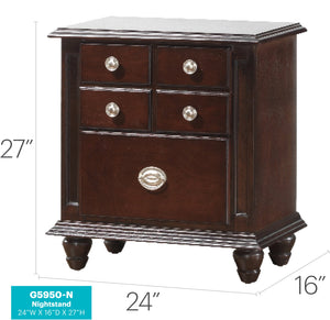 English Elm Summit G5950-N Night Stand Cappuccino – Real Wood Veneer, Dovetail Drawers, Nickle Hardware Finish B078118411