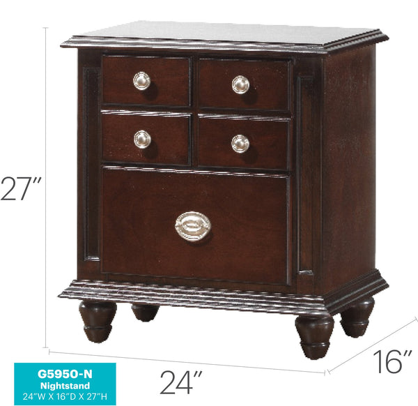 English Elm Summit G5950-N Night Stand Cappuccino – Real Wood Veneer, Dovetail Drawers, Nickle Hardware Finish B078118411