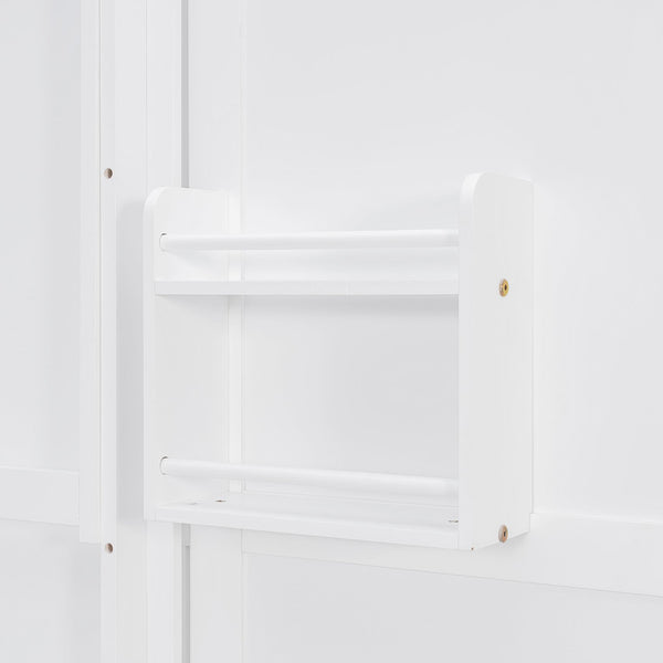 English Elm Rotating Murphy Wall Bed with Convertible Desk Dual Side Shelves Full Size Mdf Cabinet White LP000961AAK