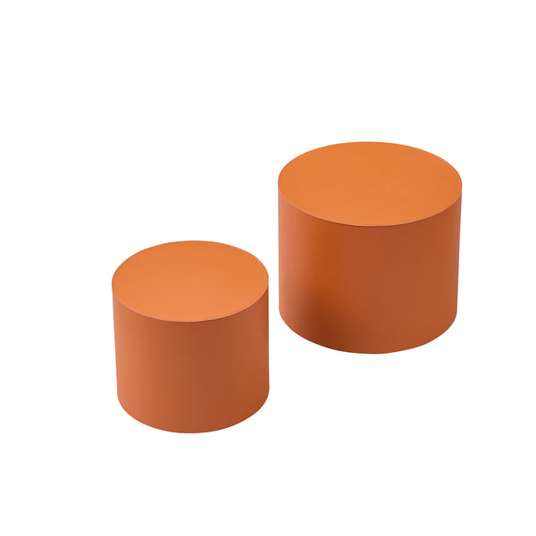 English Elm Modern Saddle Leather Mdf Side Table Compact Accent for Living Room or Office Orange W2085P399095