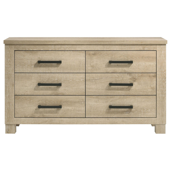English Elm Sansome Six Drawer Weathered Oak Dresser with Bronze Pulls for Modern Farmhouse Bedrooms B062P447951