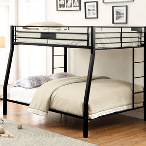 English Elm Sandy Metal Bunk Bed with XL Full Top, Built-In Side Ladder, Full Guard Rail, Sandy Black Finish Durable B062S00523