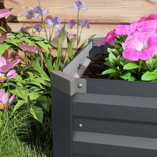English Elm Galvanized Steel Raised Garden Bed with Wood Grain Texture for Outdoor Growing T3971P397193