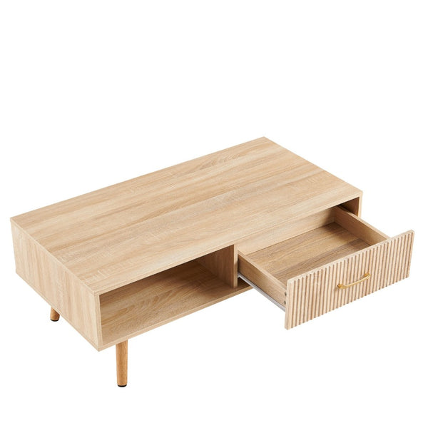 English Elm Rectangle Coffee Table With Solid Wood Legs, Modern Storage Design For Stylish Living Rooms W1265P230626-GIGA