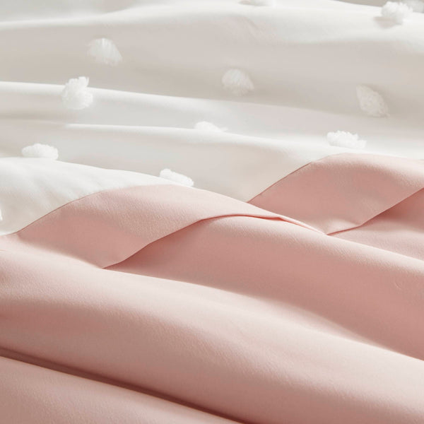English Elm 3 Pcs King/Cal King Modern Colorblock Jacquard Comforter Set In Pink - Soft, Stylish & Easy Care B035P319870