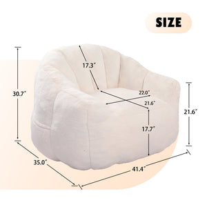 English Elm Bean Bag Chair - Luxurious Faux-Fur Sofa With High-Density Foam For Ultimate Comfort & Style W2200P313805