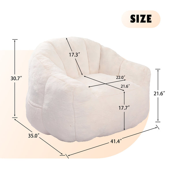 English Elm Bean Bag Chair - Luxurious Faux-Fur Sofa With High-Density Foam For Ultimate Comfort & Style W2200P313805