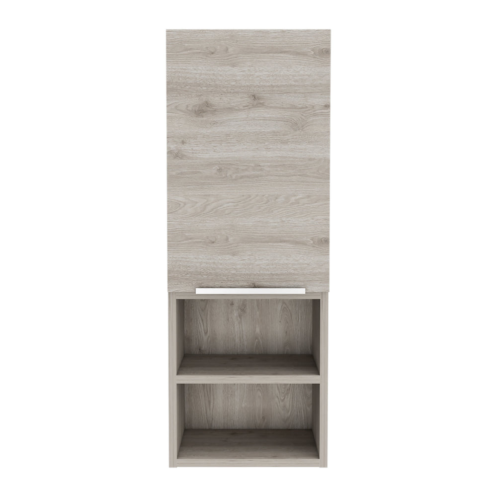 English Elm Milwaukee Smokey Oak Medicine Cabinet with Mirror Door, Two Interior Shelves and Open Bottom Storage Light Gray 36 L x 16 W x 4 H B128P148941