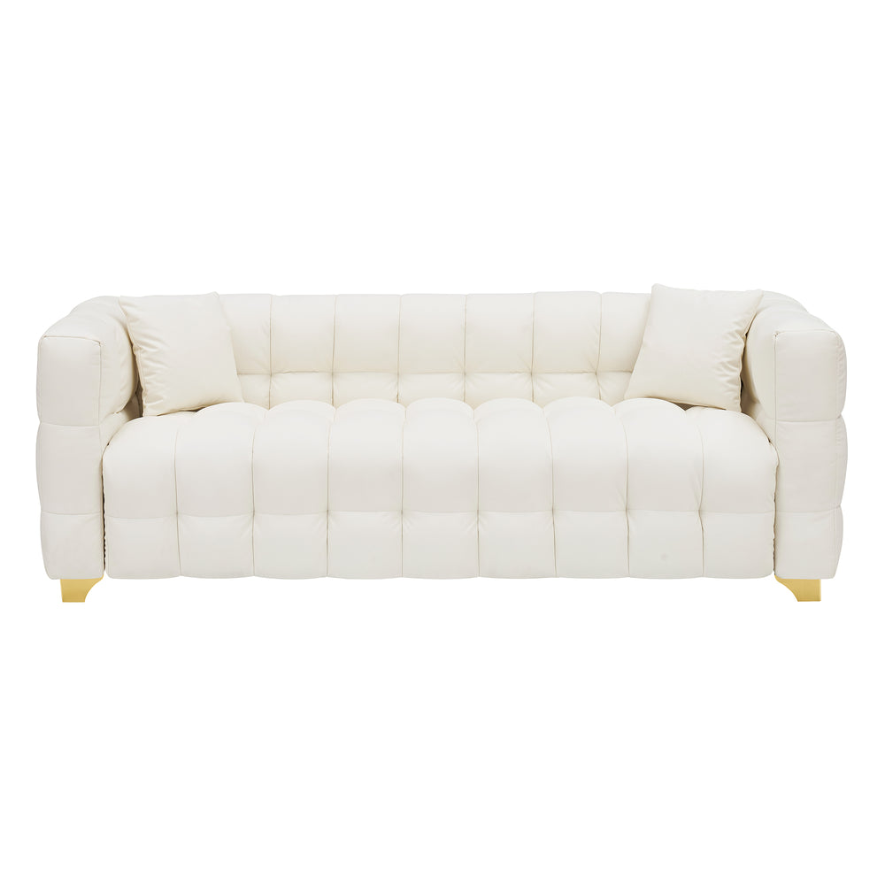 English Elm 80 Green Gray Beige Modern 3-Seater Sofa, 80in Compact Waterproof Tech Fabric, Pet-Proof Durable Comfort W1658P202402