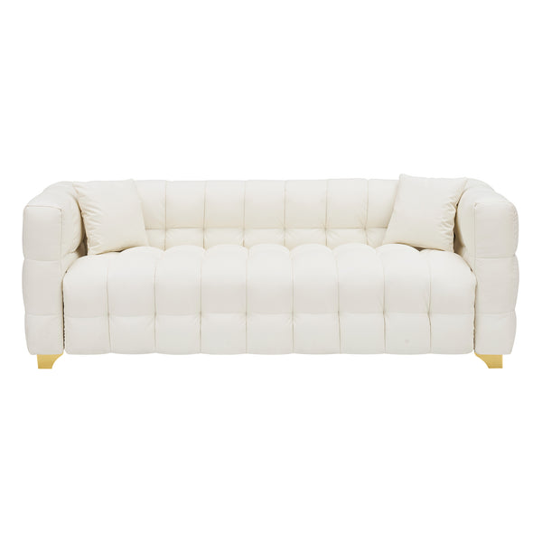 English Elm 80 Green Gray Beige Modern 3-Seater Sofa, 80in Compact Waterproof Tech Fabric, Pet-Proof Durable Comfort W1658P202402