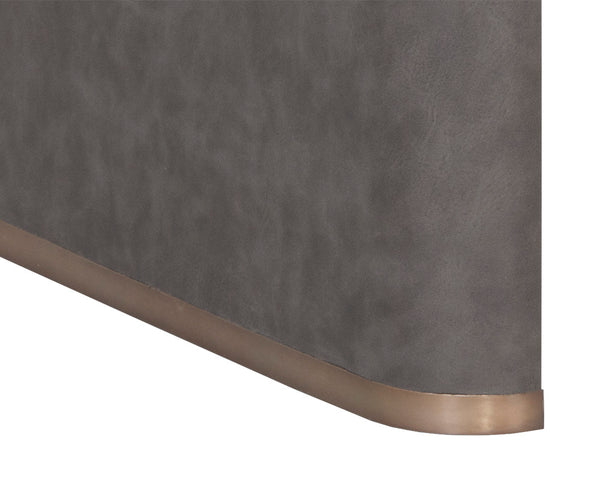 Sunpan Altman Retro-Inspired Desk with Soft-Closing Drawers and Dark Grey Oak Veneer Top for Stylish Offices