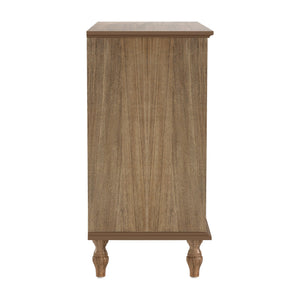 English Elm Large Antique Style 4-drawer Chest with Crown Molding Roman Legs Bedroom Storage Natural & Light Brown,Rustic Brown W1445P422421