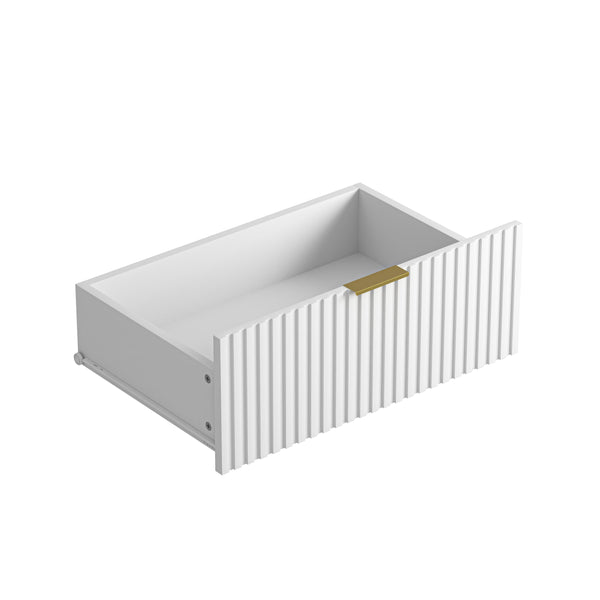 English Elm Modern Six Drawer Chest with Wavy Textured Fronts Sleek Matte Storage for Any Room White W409P307536