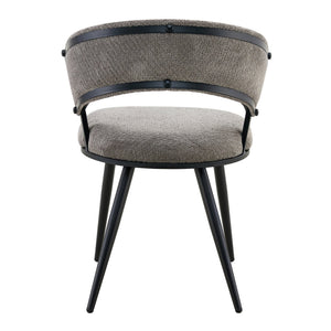 English Elm Set of 2 Tufted Chenille Upholstered Dining Chairs with Sleek Metal Legs Modern Black,Gray W1512P491842