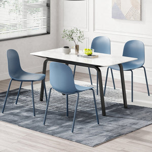 English Elm Modern Molded Plastic Stackable Dining Chairs Set of 4 with Slim Metal Legs Indoor Outdoor T3623P433664